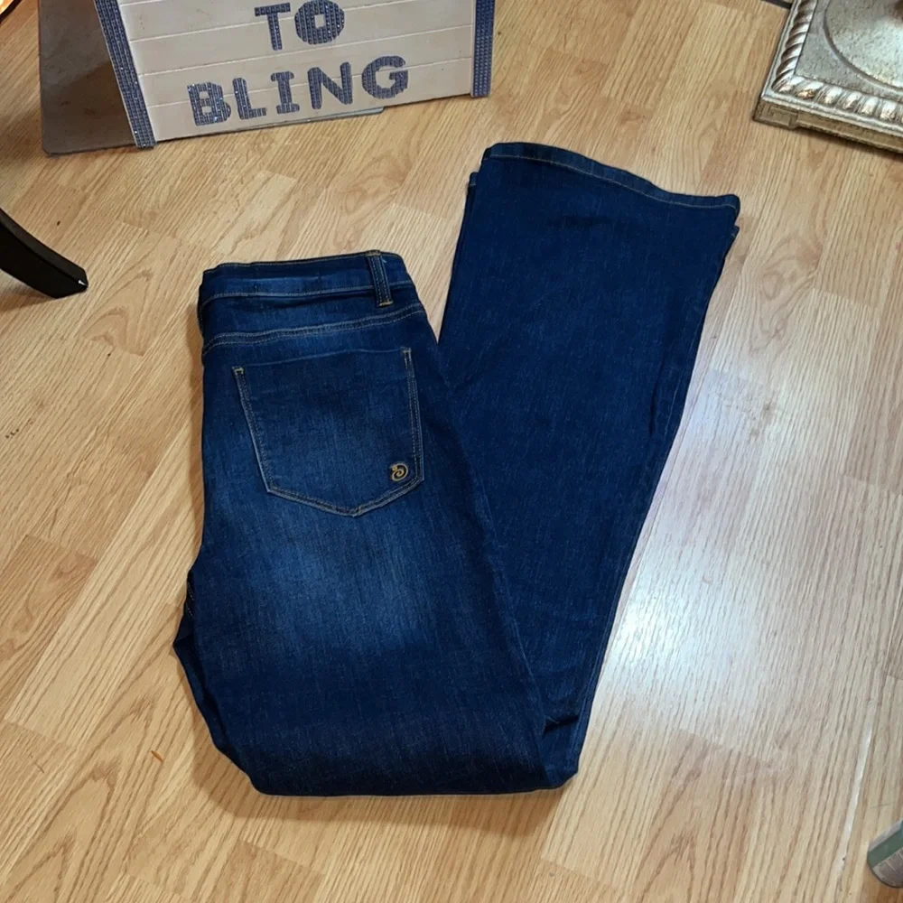 INDIGO REIN CURVY Adorable wide leg bottom blue jeans 5 button sz 7 w 27 l 32.5 - Picture 4 of 6